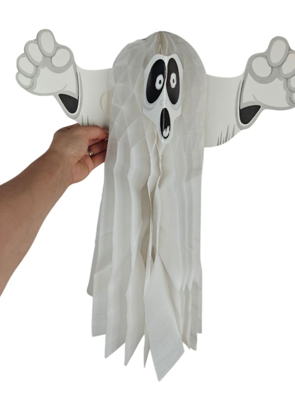 Vintage Beistle Paper Honeycomb Ghost Art Tissue Décor White Halloween 1987